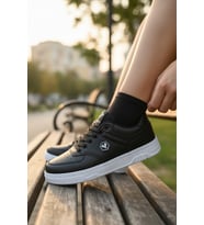 Enoch Kadın Spor Ayakkabı Amblem Detaylı Perfore Sneaker Comfort Taban Günlük Yürüyüş Ayakkabısı
