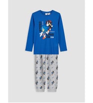 LCW Kids Mavi Sonic Baskılı Bisiklet Yaka Erkek Çocuk Pijama Takım