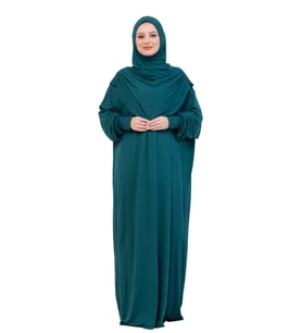 Tek Parça Namaz Elbisesi Seti, Viskon Yumuşak Tesettür Abaya, Rahat Hazır Şal Başörtüsü Takım