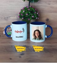 Sekretere Hediye Kupa Bardak Lacivert Fotoğraflı