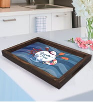 BK Gift Secrets Of The Sea Tasarımlı Doğal Ahşap Tepsi-1