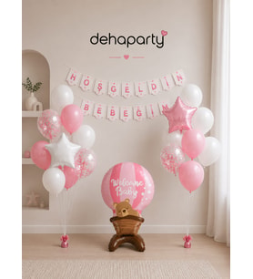 Bebek Hastane Odası Süsleme Seti Hoş Geldin Bebeğim Baby Shower Parti Süsleri Pembe Mavi Beyaz Balon