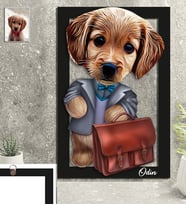 Kişiye Özel Hayvan Karikatürlü Köpek 3D Ahşap Tablo 30x47 Model-3