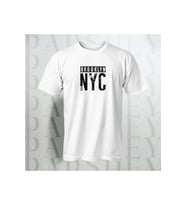 Brooklyn NYC Yazı Baskılı Unisex Yarım Kollu Bisiklet Yaka %100 Pamuk Oversize T-shirt (Beyaz)