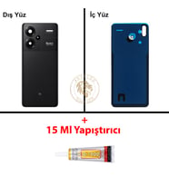 Xiaomi Redmi Note 13 Pro Plus 5G - Lensli Gece Siyahı Arka Pil Kapağı + B-7000 Yapıştırıcı