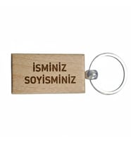 Kişiye Özel Dikdörtgen Ahşap Anahtarlık – İsim Soyisim Yazılı Lazer Gravür Anahtarlık – Özel Tasarım Kişisel Hediye