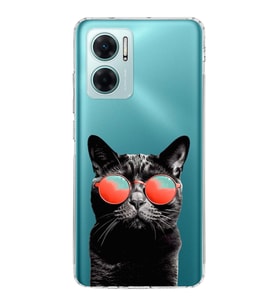 PrintiFy Xiaomi Redmi Note 11E ile Uyumlu 1mm Slim Fit Kedi 3 050d Baskılı Şeffaf  Kılıf