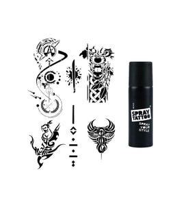 Fantastik Karizmatik Modeller Spray Tattoo Geçici Dövme Seti Dark Siyah Sprey