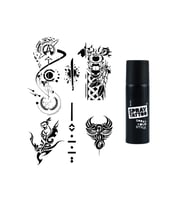Fantastik Karizmatik Modeller Spray Tattoo Geçici Dövme Seti Dark Siyah Sprey