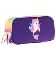 Kaukko Kids Üç Bölmeli Mor Çok Renkli, Denizkızı ve Unicorn, Kız Çocuk Okul Kalemliği - L8228