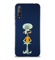 Huawei P Smart S Soft Premier Kapak Squidward Dokunaç Tasarımlı Silikon Kılıf - Lacivert (Şeffaf)