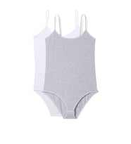 2 Adet İp Askılı Kadın Çıtçıtlı Body Beyaz ve Gri