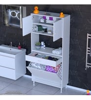 Modilayn ARDA 75x173x32,5 cm 1 Çekmece 2 Göz Sepetli ve 3 Raf Akıllı Dolap ile Dağınıklığa Son