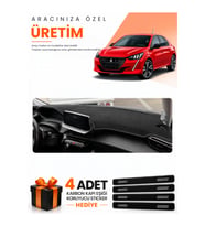 PEUGEOT 208 (2020-2024) Uyumlu Torpido Koruma Örtüsü Oto Kılıfı - Siyah