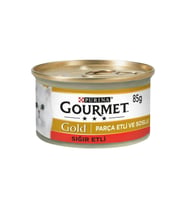 Gourmet Gold Parça Sığır Etli Soslu Konserve Yetişkin Kedi Maması 12 x 85 G