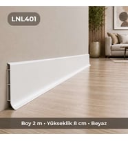 Linela Suya Dayanıklı Pvc Süpürgelik 8 cm - Beyaz - LNL401