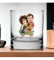 Kişiye Özel İlkel Aşıklar Karikatürlü Viski Bardağı