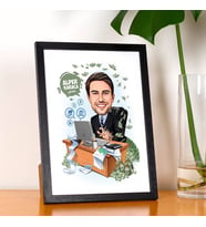 Kişiye Özel Para İçinde Yüzen Erkek Karikatürlü Resim Çerçevesi
