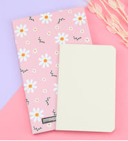 Kişiye Özel Pembe Desenli Defter & Dikişli Mini Not Defteri Hediye Seti