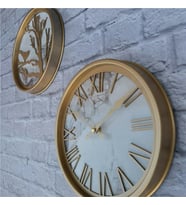 Markakanvas Altın(Gold) Renk Metal Kasalı Mermer Desenli  Duvar Saati  Ve Tablo (Altın)