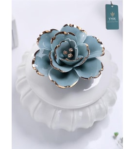 Flowers  Kapaklı Çiçekli Dekoratif Seramik Saklama Kutusu / Takı Kutusu