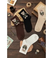 Tüylü Ayıcık 4 lü set Kolej Çorap