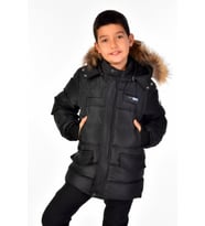 Benittokids Natürel Kürklü Erkek Çocuk Şişme Mont 51246 (Siyah)