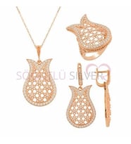 Söğütlü Silver Modern tasarımlı rose üçlü set