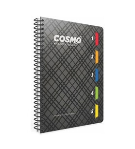 GIPTA COSMO 17x24 SPİRALLİ 5 SEPERATÖRLÜ 150 YP. PP KAPAK ÇİZGİLİ DEFTER