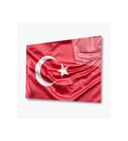 Türk Bayrağı Cam Tablo 4mm Dayanıklı Temperli Cam, Turkish Flag Glass Wall Art (Çok Renkli)