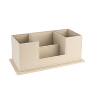 Masaüstü Deri Organizer Kalemlik 4 Gözlü Desktop Organizer Rainbow Vegan 10x12x25 cm. (Bej)