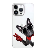 PrintiFy Apple  iPhone 14 Pro Max ile Uyumlu 1mm Slim Fit Köpek 2 050e Baskılı Şeffaf  Kılıf