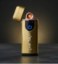 Kişiye Özel USB Şarjlı Dokunmatik Alevsiz Çakmak - Sarı Renk