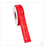 Grogren Kurdele Love You Altın Baskılı, 2,5cm x 23mt - Kırmızı