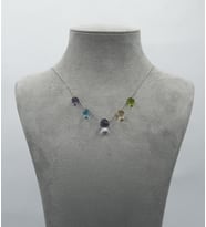 925 Ayar Gümüş 12 Ct Doğal Yarı Değerli Taşlı Multi Renkli Kolye-Collezione Arcobaleno (Gümüş Gri)