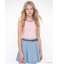 LCW Kids Pembe Bisiklet Yaka Çizgili Kız Çocuk Atlet