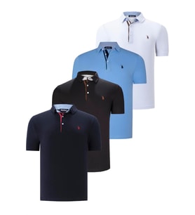 DÖRTLÜ SET T8582 DEWBERRY ERKEK T-SHIRT-SİYAH-BEYAZ-LACİVERT-AÇIK MAVİ (Karışık)
