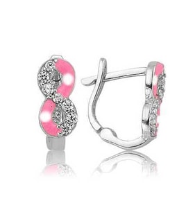 Gümüş Pembe Sonsuzluk Çocuk Küpesi  SL1338