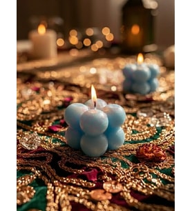 Mumelia Candles BubbleGlow - Doğal Soya Blok Dekoratif Mum - 5'li - Mavi