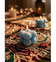Mumelia Candles BubbleGlow - Doğal Soya Blok Dekoratif Mum - 5'li - Mavi