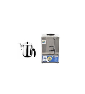İDEAL ÇELİK Platin 10 Litre Elektrikli Pleytsiz Çay Kazanı Kahveci Kazanı Kahve Ve Çay Ocağı-Demlikli