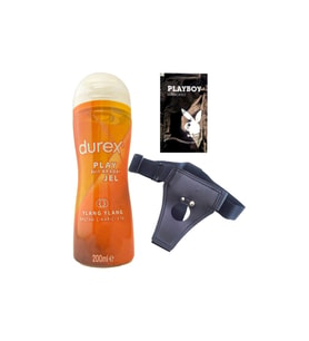 Durex Play 2in1 Ylang Ylang Baştan Çıkartıcı&Kayganlaştırıcı Jel 200 ml + Siyah Deri Strap-On Kemeri + Hediye