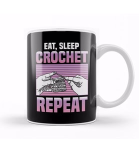 Funny Eat Sleep Crochet Repeat Cute Crocheting Kupa Bardak Porselen