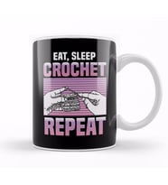 Funny Eat Sleep Crochet Repeat Cute Crocheting Kupa Bardak Porselen