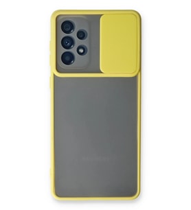 Durukar® Samsung Galaxy A33 5G Kılıf Palm Buzlu Kamera Sürgülü Silikon - Sarı