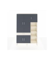 Arges Dolap 10 Raflı Tek Çekmeceli 5 Kapaklı 132x30x195 Aytaşı-Antrasit/Aytaşı