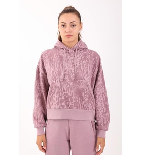 Maraton Oversize Kadın Kapüşonlu Lila Sweatshirt