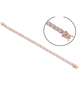 Monemel Swarovski Orta Boy Su Yolu Bileklik (Rose Gümüş) 2,5mm Sevgililer Günü Hediyesi