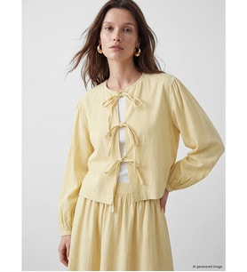 LCW Modest Sarı Fiyonklu Bağlamalı Müslin Bluz