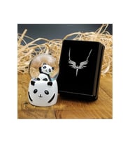 Sevimli Panda Işıklı Mini Kar Küresi &  Melek Kolye